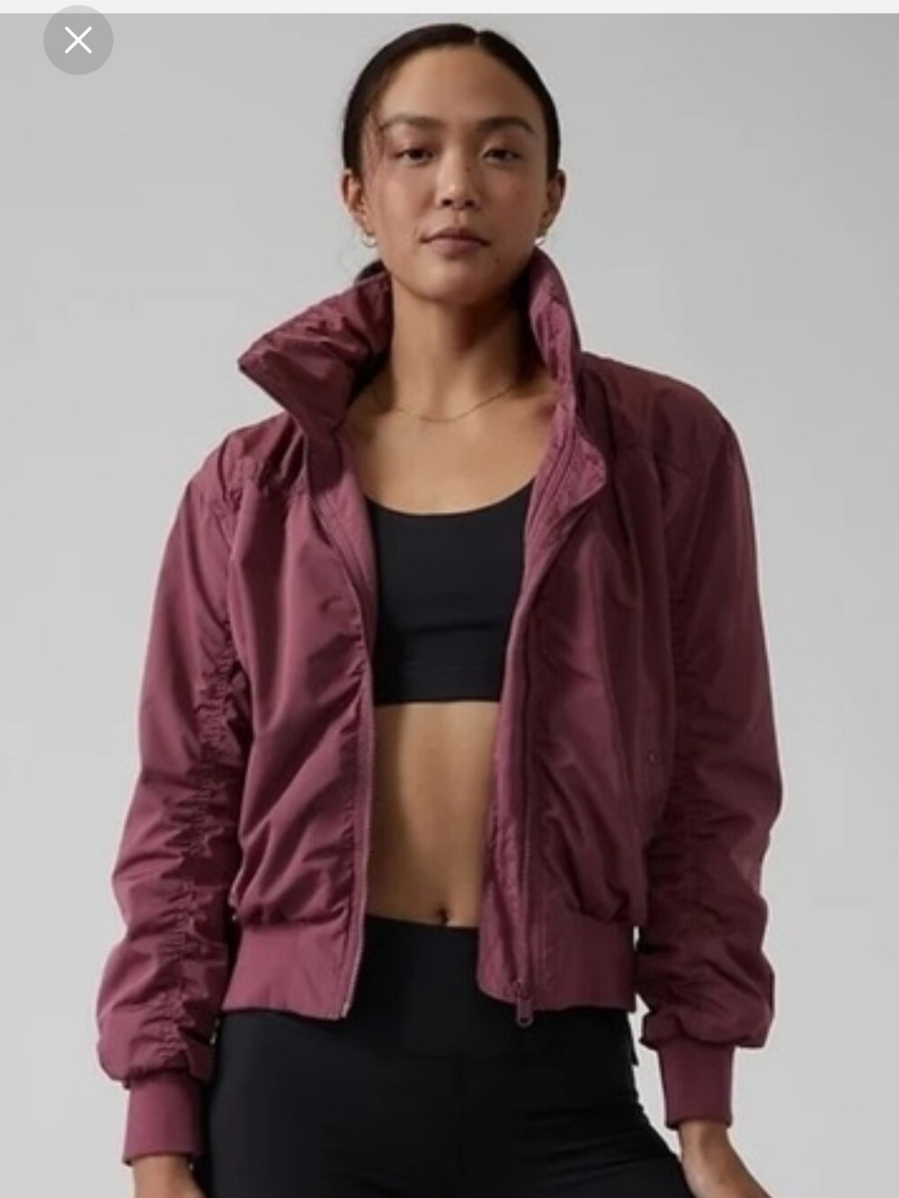 Athleta Point Reyes Bomber II Jacket Tawny Rose Hooded Water Resistant, Medium